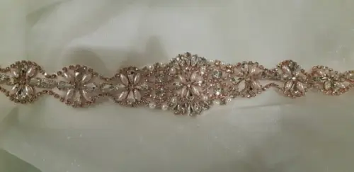 Aplique Rosé Gold De Strass E Pérolas