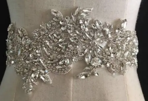 Apliques Bordados de Pedraria para Vestido (2 Peças)
