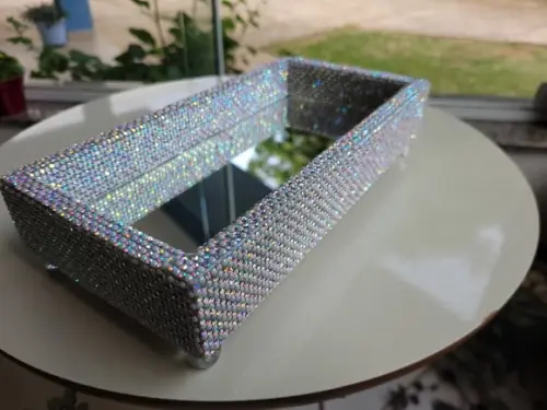 Bandeja Espelhada Decorada com Strass Ab