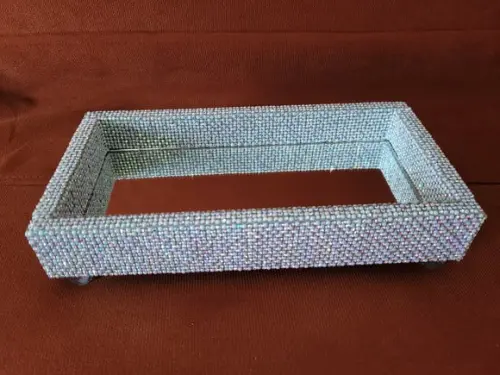 Bandeja Espelhada Decorada com Strass Ab