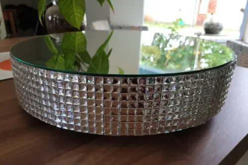 Base Prateada Boleira Espelhada 40 cm para Bolo