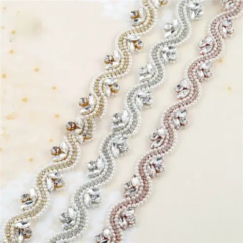 Cinto Bordado de Pérolas e Strass Prata, Dourado ou Rose