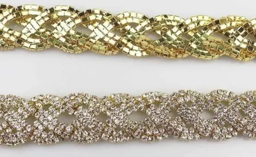 Cinto de metal trançado de strass em 4 cores