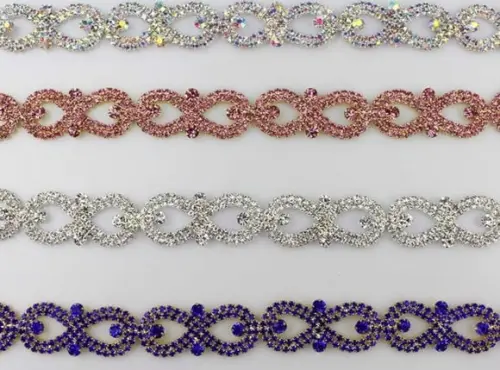 Cinto de metal laços de strass em 4 cores