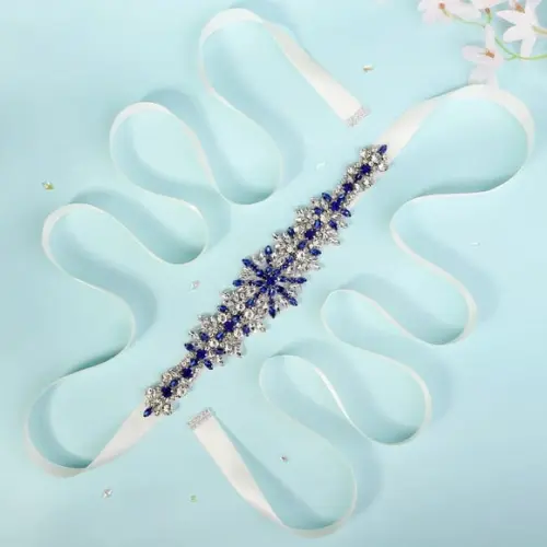 Cinto de Pedraria Azul e Prata