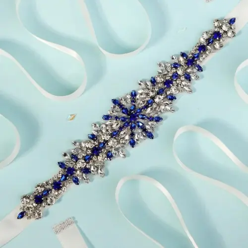Cinto de Pedraria Azul e Prata