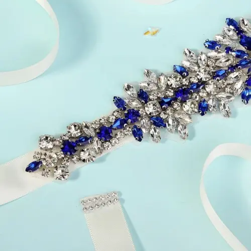 Cinto de Pedraria Azul e Prata