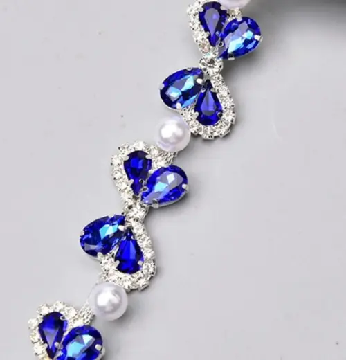 Cinto de Strass Azul com Prata (cintura Toda até 90cm)