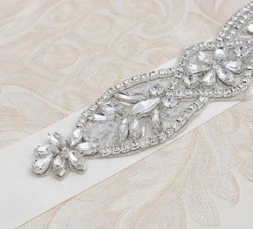 Cinto de Strass Bordado Prata