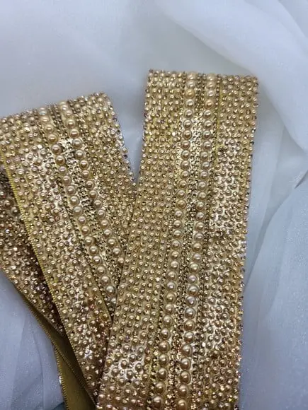 Cinto de Strass Dourado com Pérolas 5cm