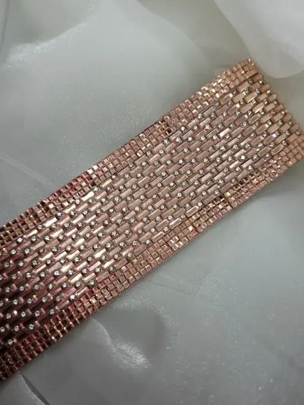 Cinto de Strass e Mini Espelhos Rosé Gold Largo 5cm