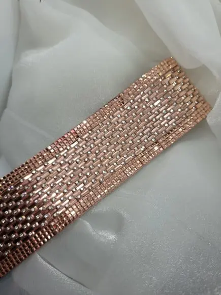 Cinto de Strass e Mini Espelhos Rosé Gold Largo 5cm