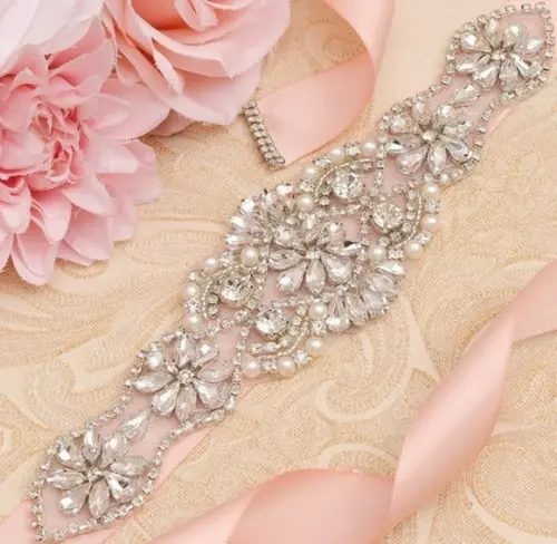 Cinto de Strass e Pérolas Aplique 18cm!