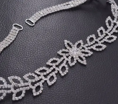 Cinto de Strass Flor e Folhas 3 Cores