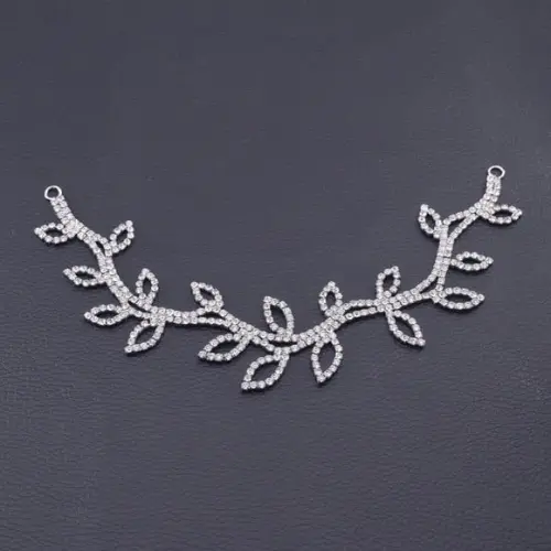 Cinto de strass folhas prata