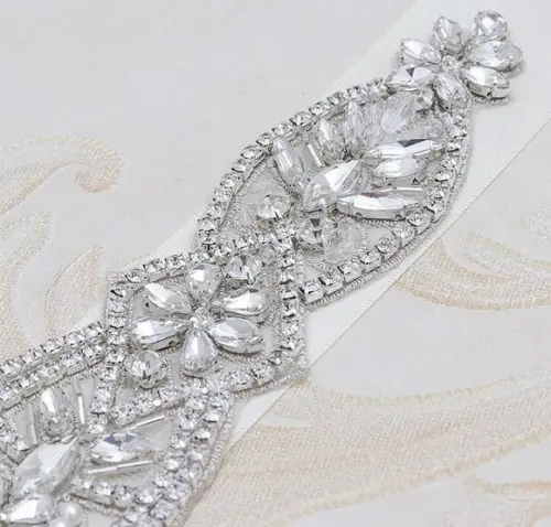 Cinto de Strass Prata Aplique Grande - Fita Várias Cores