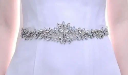 Cinto de Strass Prata com Aplicação de Pedra Opala