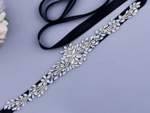 Cinto de Strass Prata com Aplicação de Pedra Opala