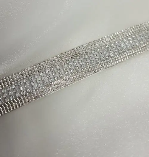 Cinto de Strass Prata Largo 5cm