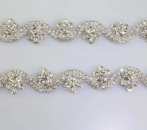 Cinto de Strass Prata Ondas e Flores