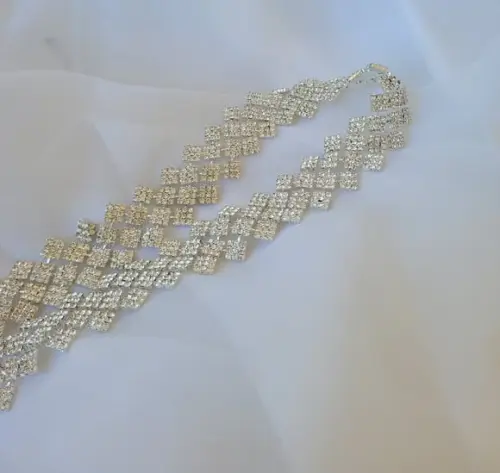 Cinto de Strass Prata Quadriculado