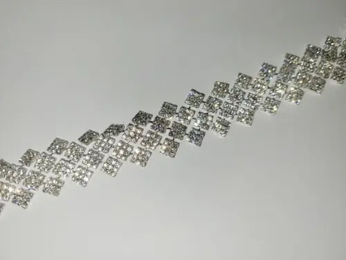 Cinto de Strass Prata Quadriculado