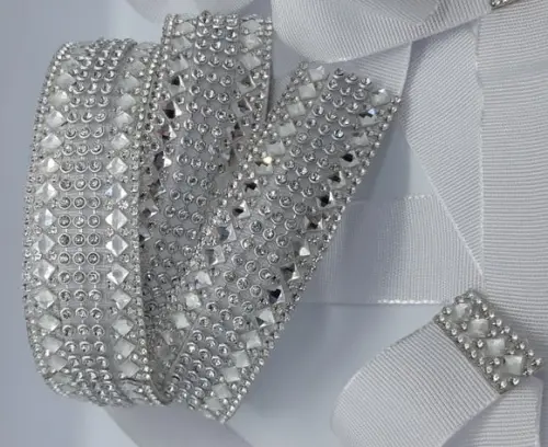 Cinto de strass prata sob medida 2,5 largura