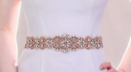 Cinto de Strass Rosé Gold Tam G 90cm
