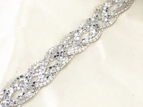 Cinto de Strass Trançado Prata