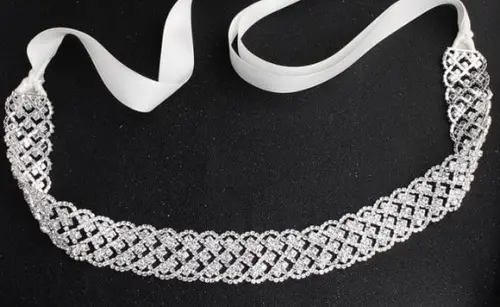 Cinto de Strass Trançado Prata