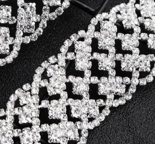 Cinto de Strass Trançado Prata