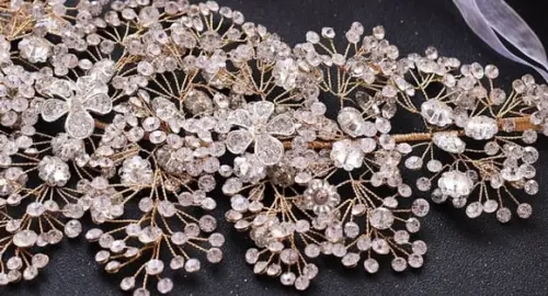 Cinto flores de strass e cristal para vestido de noiva