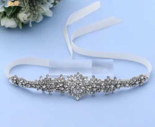 Cinto Florido de Strass para Vestido de Festa ou Noiva