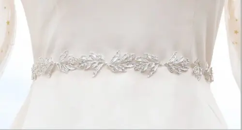 Cinto Folhas de Strass Prata para Vestido de Festa