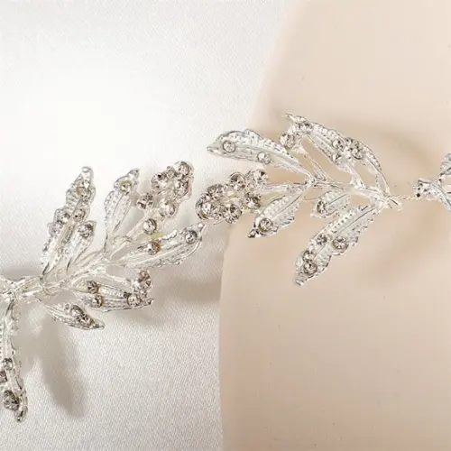 Cinto Folhas de Strass Prata para Vestido de Festa