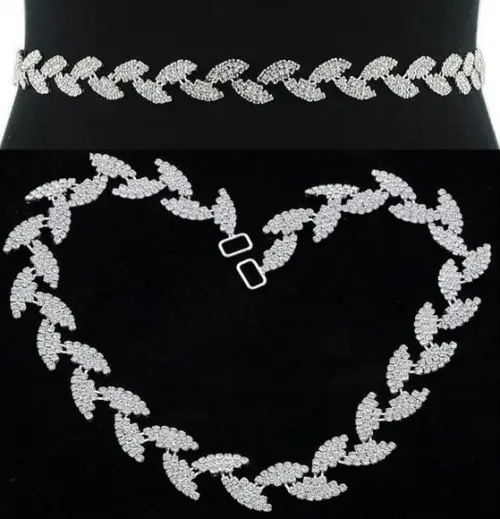 Cinto Folhas de Strass Prata para Vestido de Festa
