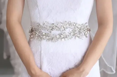Cinto para Noiva Folhas de Strass Largo