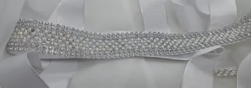 Cinto Prata com Strass e Mini Pérolas