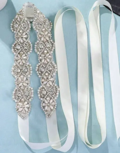 Cinto Prata de Strass e Pérolas