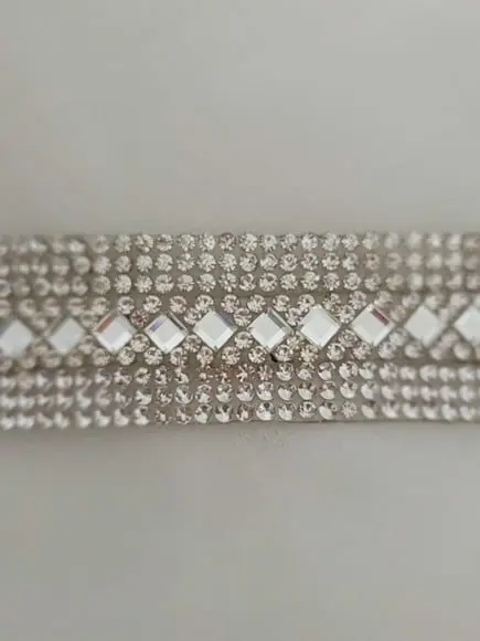 Cinto Prata de Strass Losangos- Várias Cores de Fita.