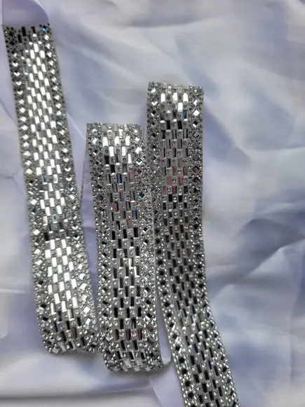 Cinto Prata Luxo com Strass Cintura Toda (até 90cm)