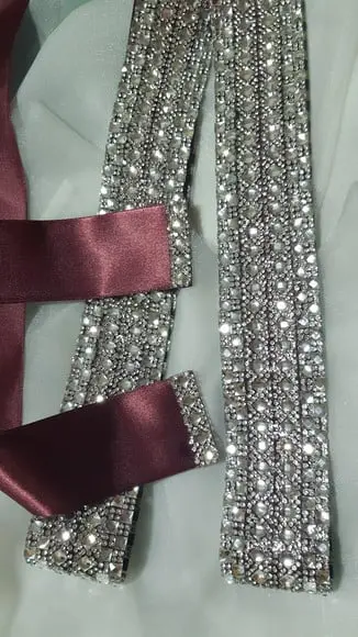 Cinto Prata Largo Inteiro de Strass Várias Cores Fita