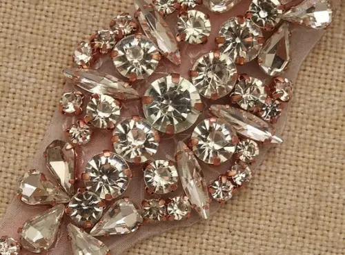 Cinto Rosé de Strass para Vestido de Festa ou de Noiva
