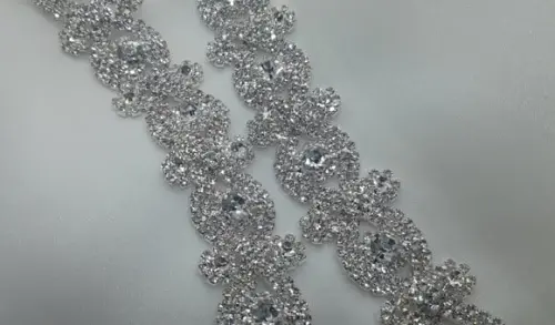 Cinto Renda de Strass Prata - Aplique 60cm