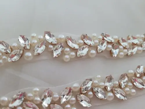 Cinto Rose Gold Bordado com Pedras e Pérolas