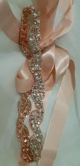 Cinto Rosé Gold de Strass Trançado