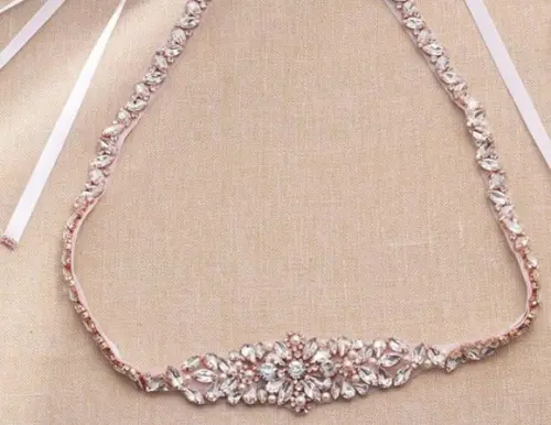 Cinto Rosé Gold Grande de Strass e Pérolas