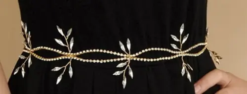Cinto strass flores delicadas dourado