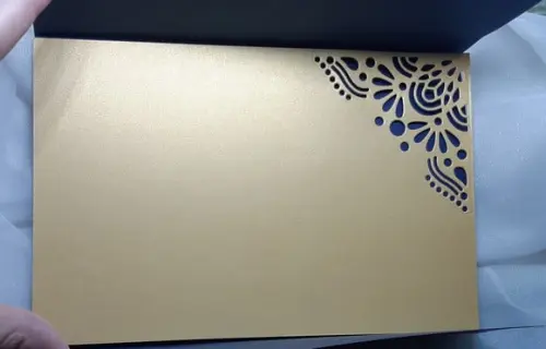 Convite Azul com dourado com cartão interno impresso
