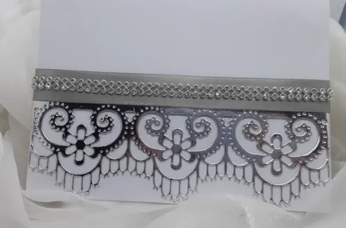 Convite Completo Branco e Prata com Strass